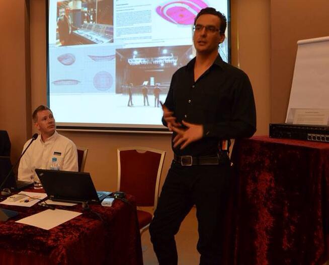 Sam presenting a technical seminar